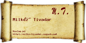 Milkó Tivadar névjegykártya
